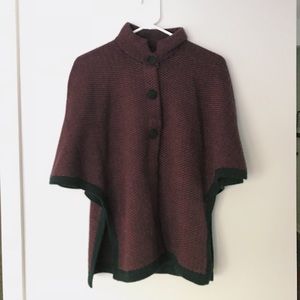 Peruvian Alpaca Sweater Shawl - Red/Black